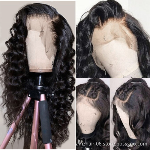 Raw Brazilian Virjin Human Hair Loose Deep Wave Hd Full Lace Front Wig Cheap Cuticle Aligned Hair Transparent Lace Frontal Wig